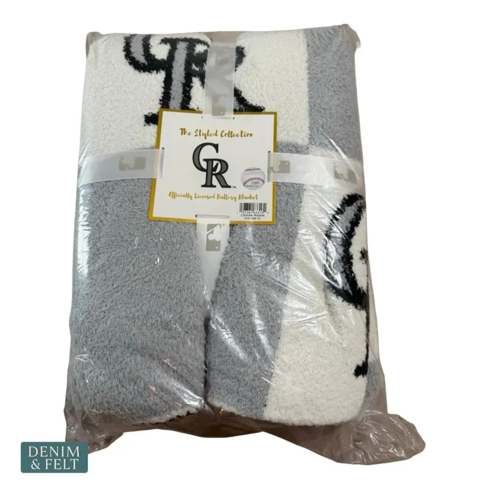 NEW The Styled‎ Collection Colorado Rockies MLB Buttery Neutral Check Blanket